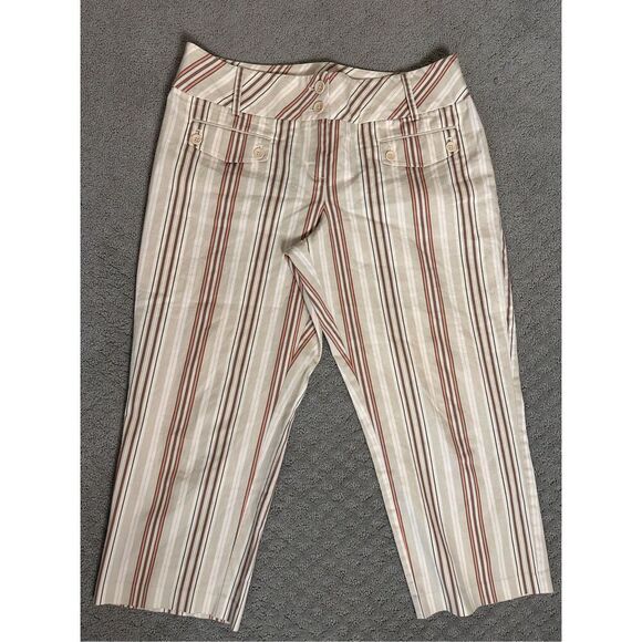 LOFT Striped Cream Capri Pants size 12 - Picture 2 of 4